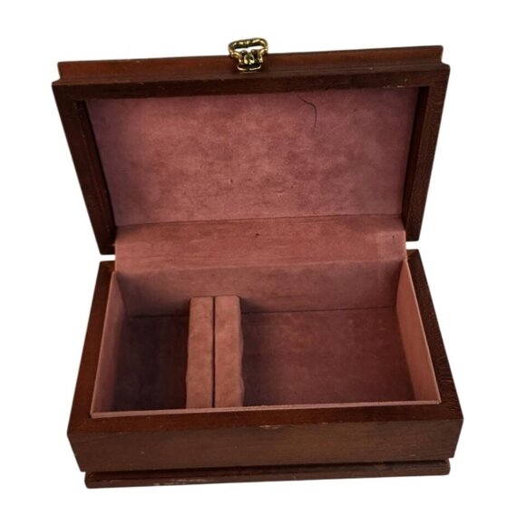 Thill’s Jewel Box Wooden Jewelry Organizer Vintage Brown W/ Pink Lining Storage - Picture 2 of 16